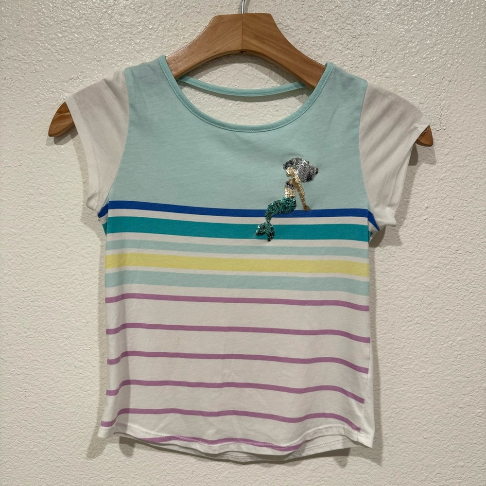 Kids 365 Garanimals Girls White Blue Sequin Mermaid Graphic T-Shirt M 7